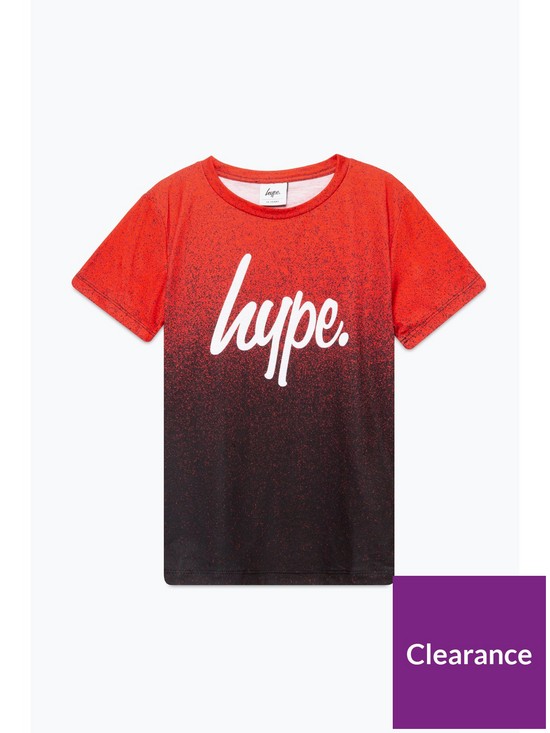 stillFront image of hype-boys-red-black-fade-script-tee-and-joggers