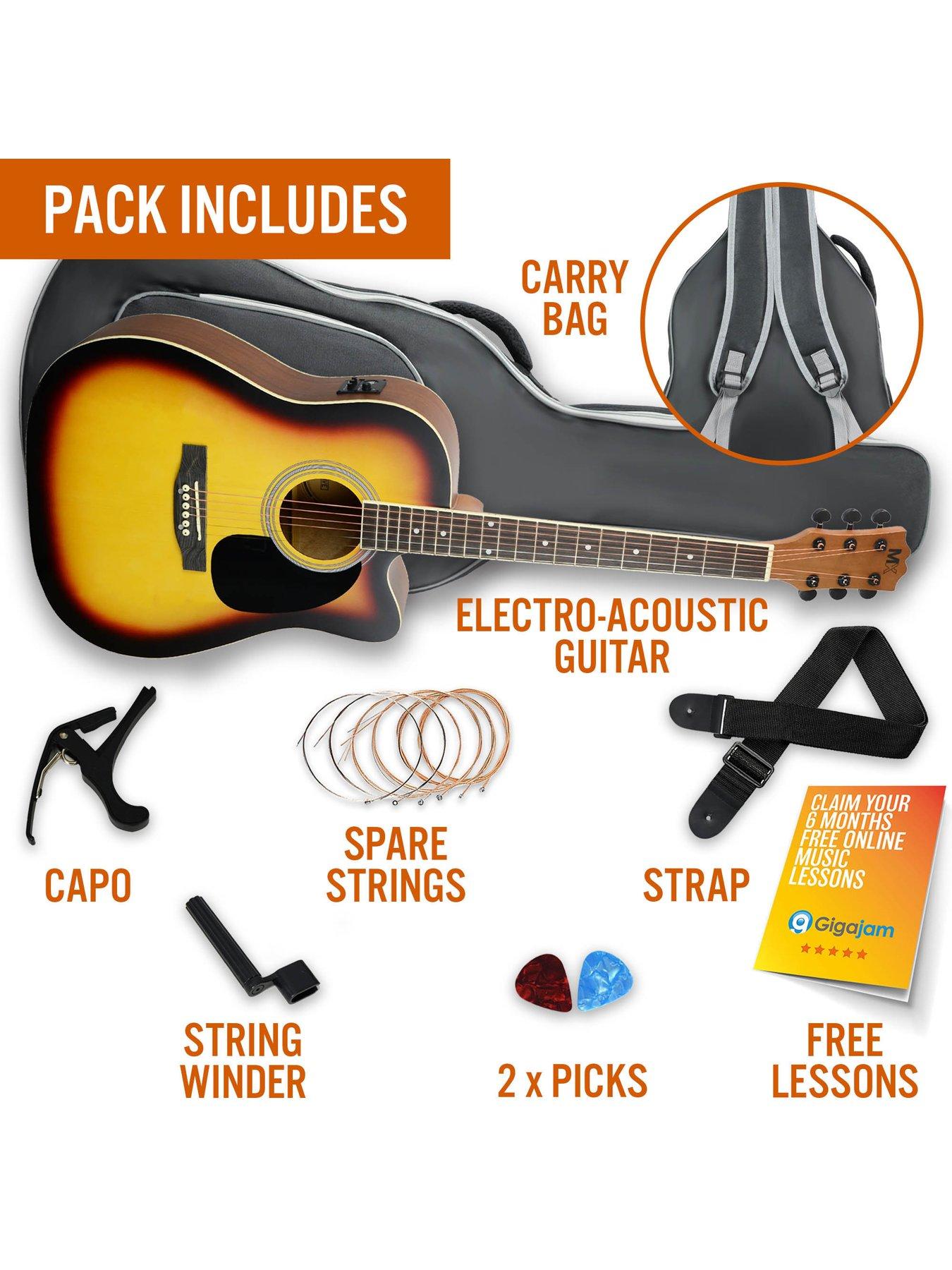 MX Cutaway Electro Acoustic Guitar Pack Sunburst