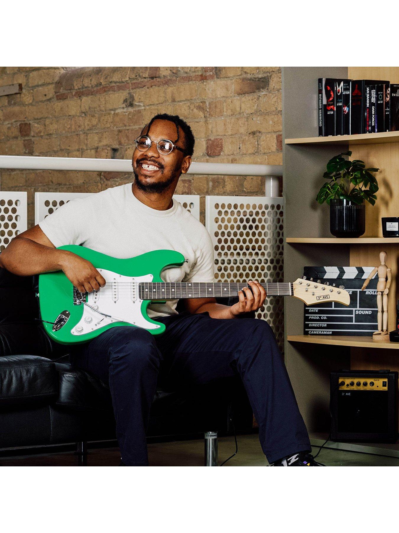  image of 3rd-avenue-full-size-44-electric-guitar-ultimate-kit-with-amp-6-months-free-lessons-green