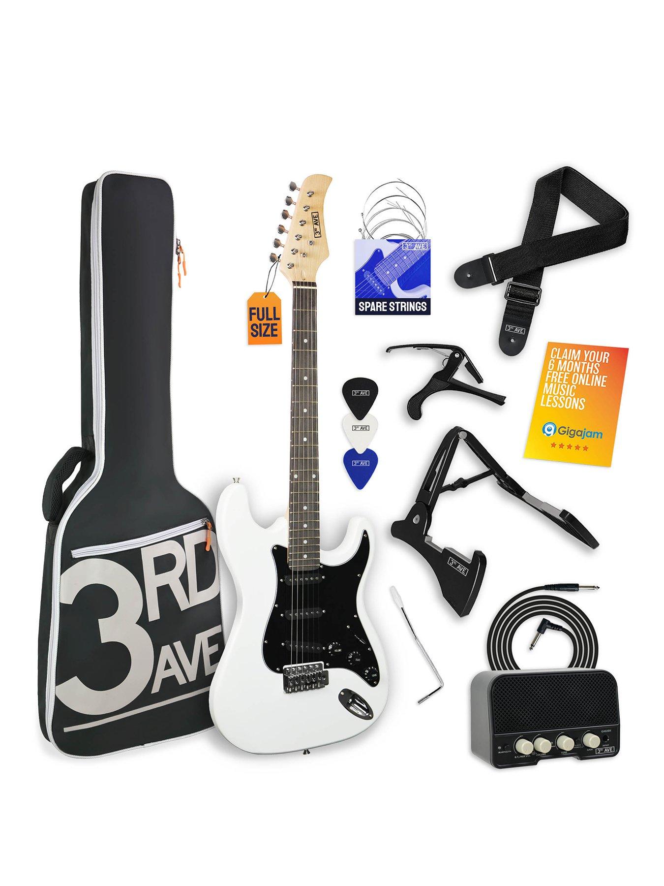 3rd Avenue Full Size 4/4 Electric Guitar Ultimate Kit with Amp - 6 Months FREE Lessons - White