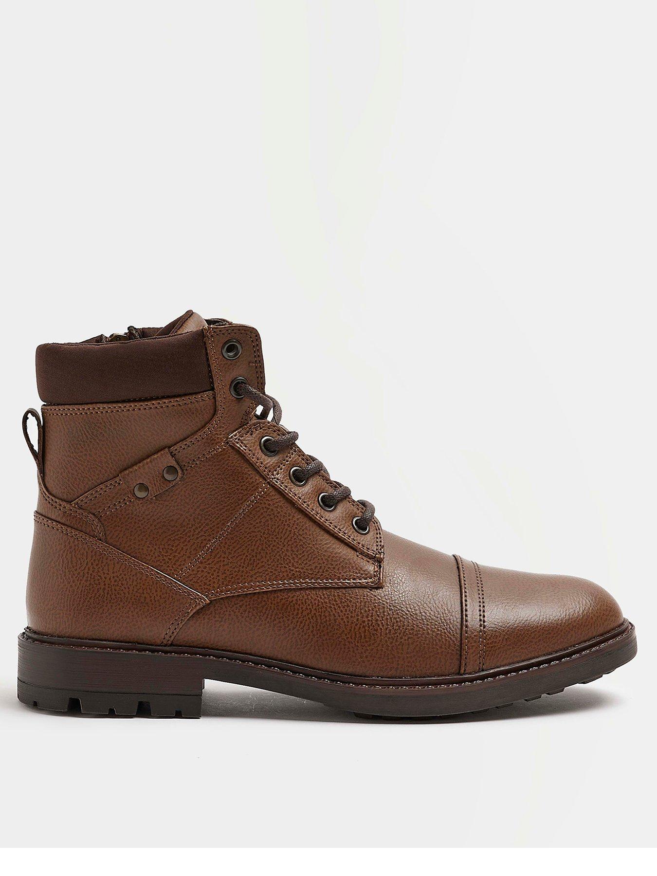 front image of river-island-zip-lace-up-casual-boot