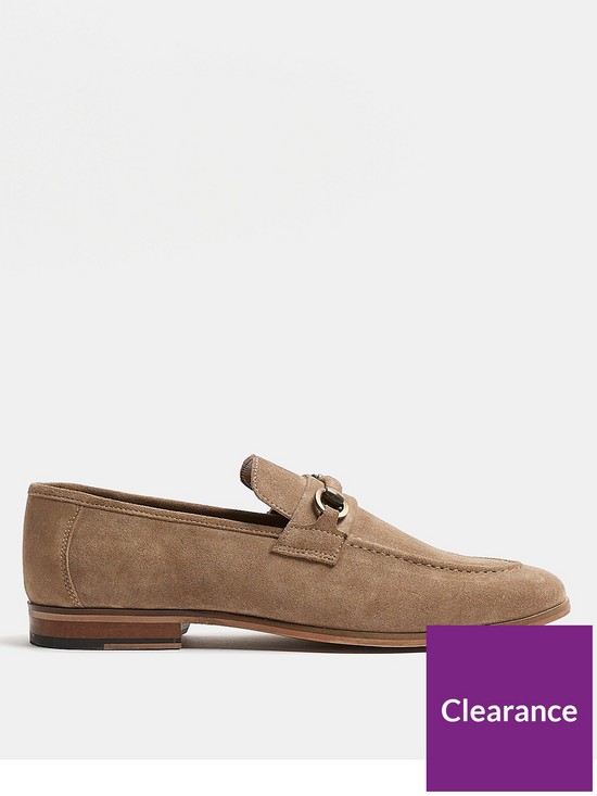 front image of river-island-suede-snaffle-loafer-stone