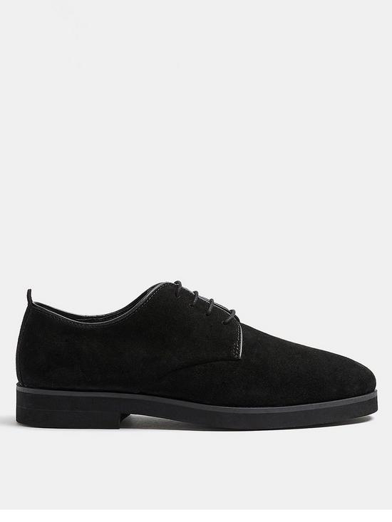 front image of river-island-suede-casual-derby-shoes-black