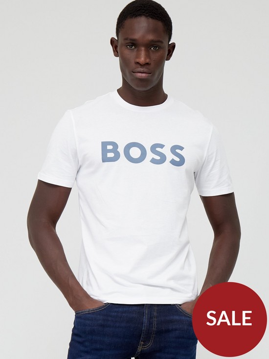 front image of boss-thinking-1-regular-fit-t-shirt-natural