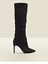  image of sosandar-belle-black-suede-heeled-slouch-high-leg-boot