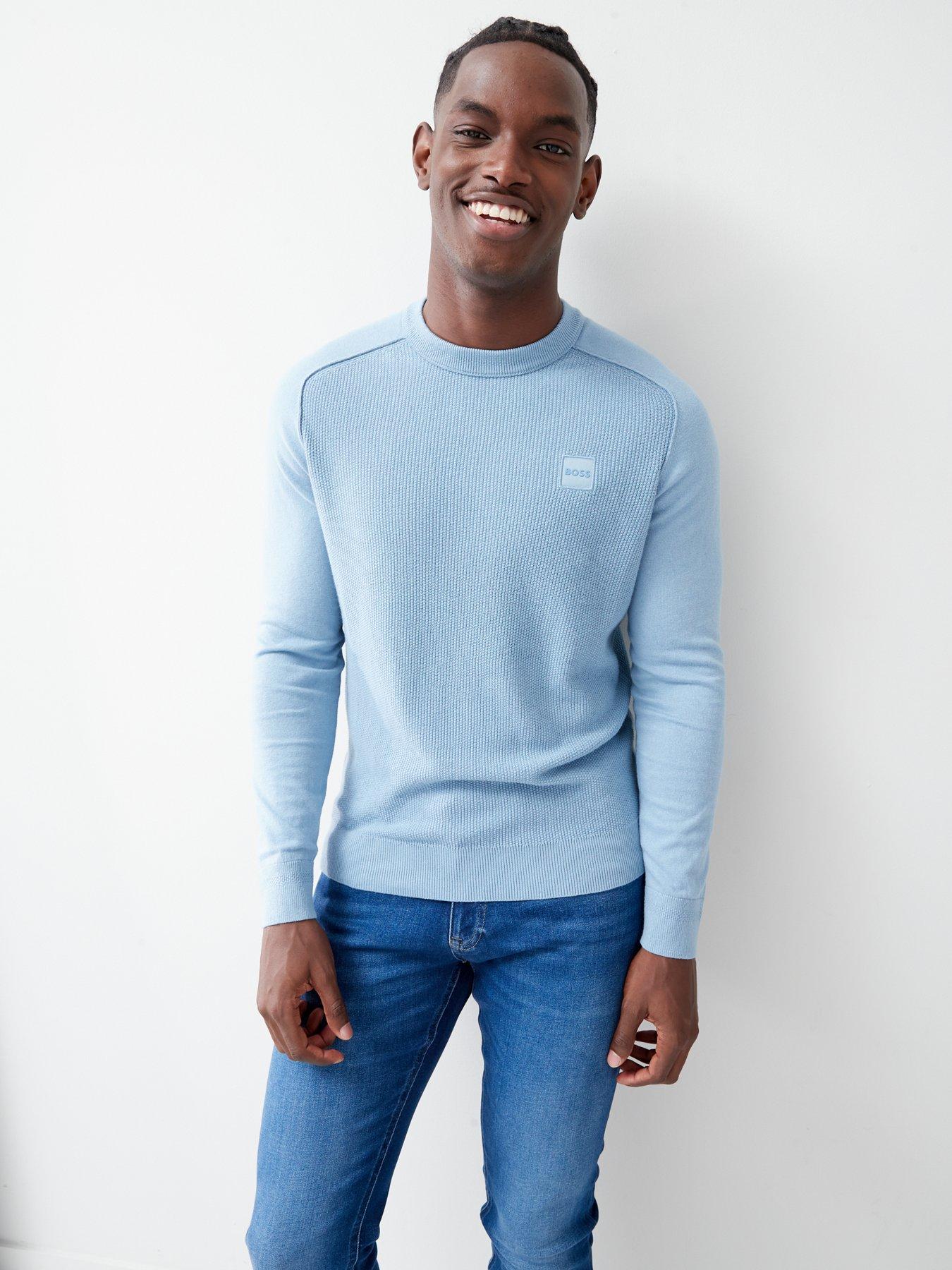 BOSS Kesom Knitted Jumper Light Blue