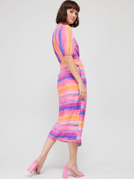 stillFront image of v-by-very-tie-side-printed-midi-dress-stripe