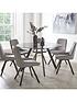  image of very-home-triplo-130-cm-round-glass-top-dining-table-6-chairs-blackgrey