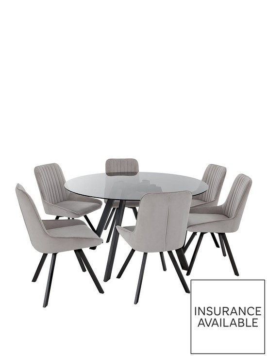 stillFront image of very-home-triplo-130-cm-round-glass-top-dining-table-6-chairs-blackgrey
