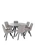  image of very-home-triplo-130-cm-round-glass-top-dining-table-6-chairs-blackgrey