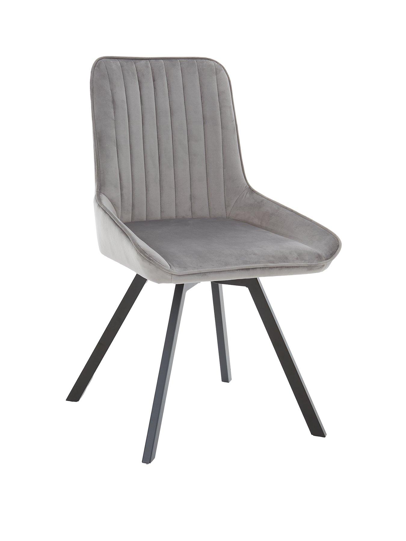  image of very-home-triplo-130-cm-round-glass-top-dining-table-6-chairs-blackgrey