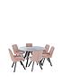  image of very-home-triplo-130-cmnbspround-glass-topnbspdining-table-6-chairs-blackpink