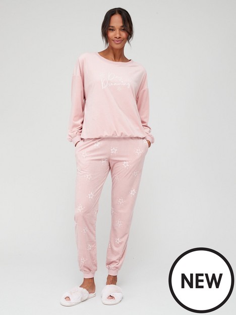 v-by-very-day-dreaming-fleece-pyjama-set-pink