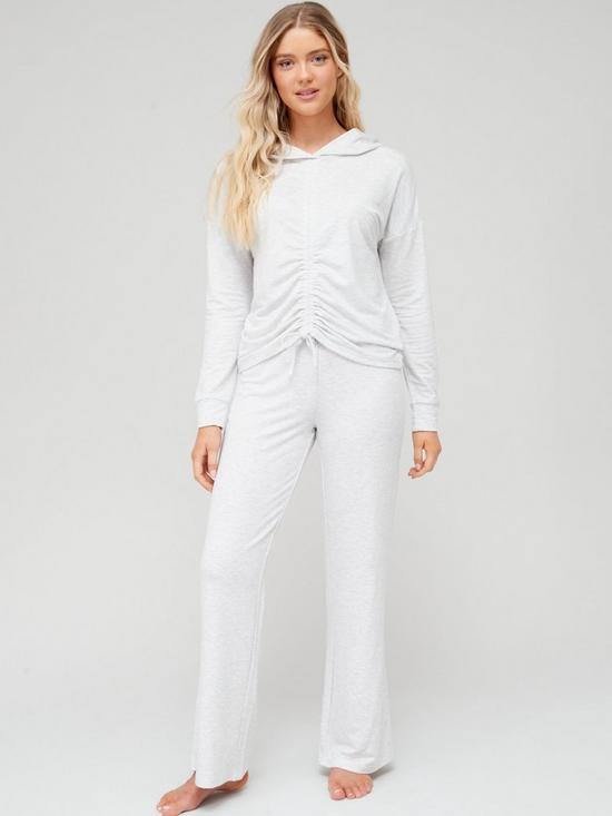 front image of v-by-very-ruched-front-sweat-with-wide-leg-pant-set-grey