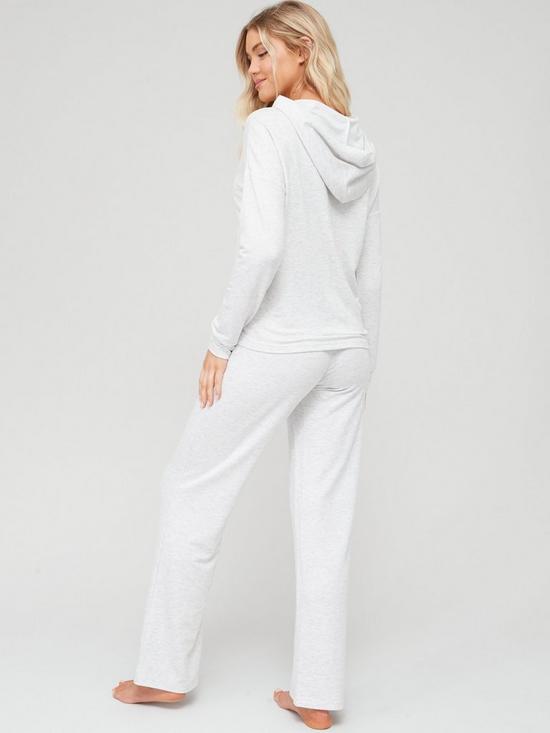 stillFront image of v-by-very-ruched-front-sweat-with-wide-leg-pant-set-grey