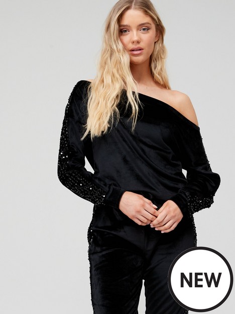 v-by-very-off-the-shoulder-batwing-and-jogger-velour-sequin-set-black
