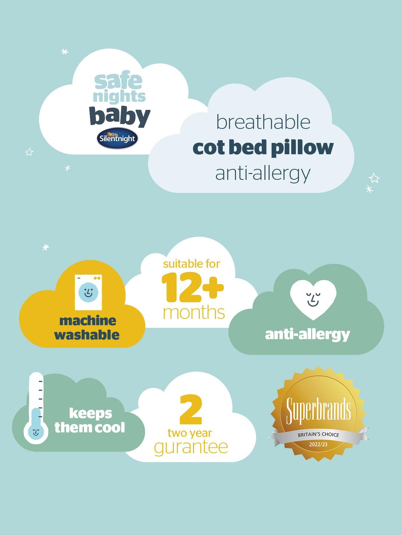 image of silentnight-safe-nights-luxury-breathable-cot-bed-pillow-white