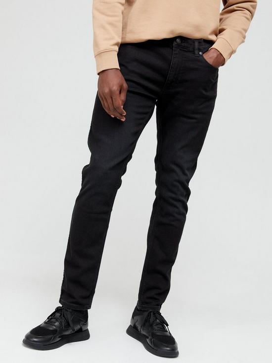 front image of hugo-734-extra-slim-fit-jeans-black