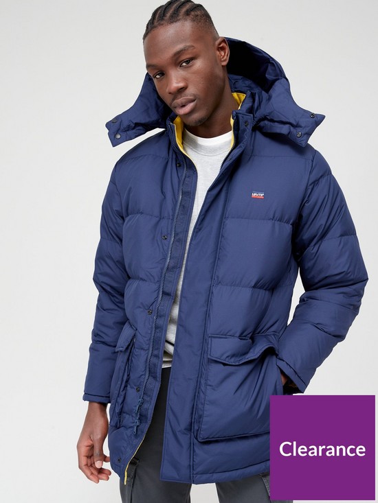 front image of levis-fillmore-hooded-parka-jacket-blue