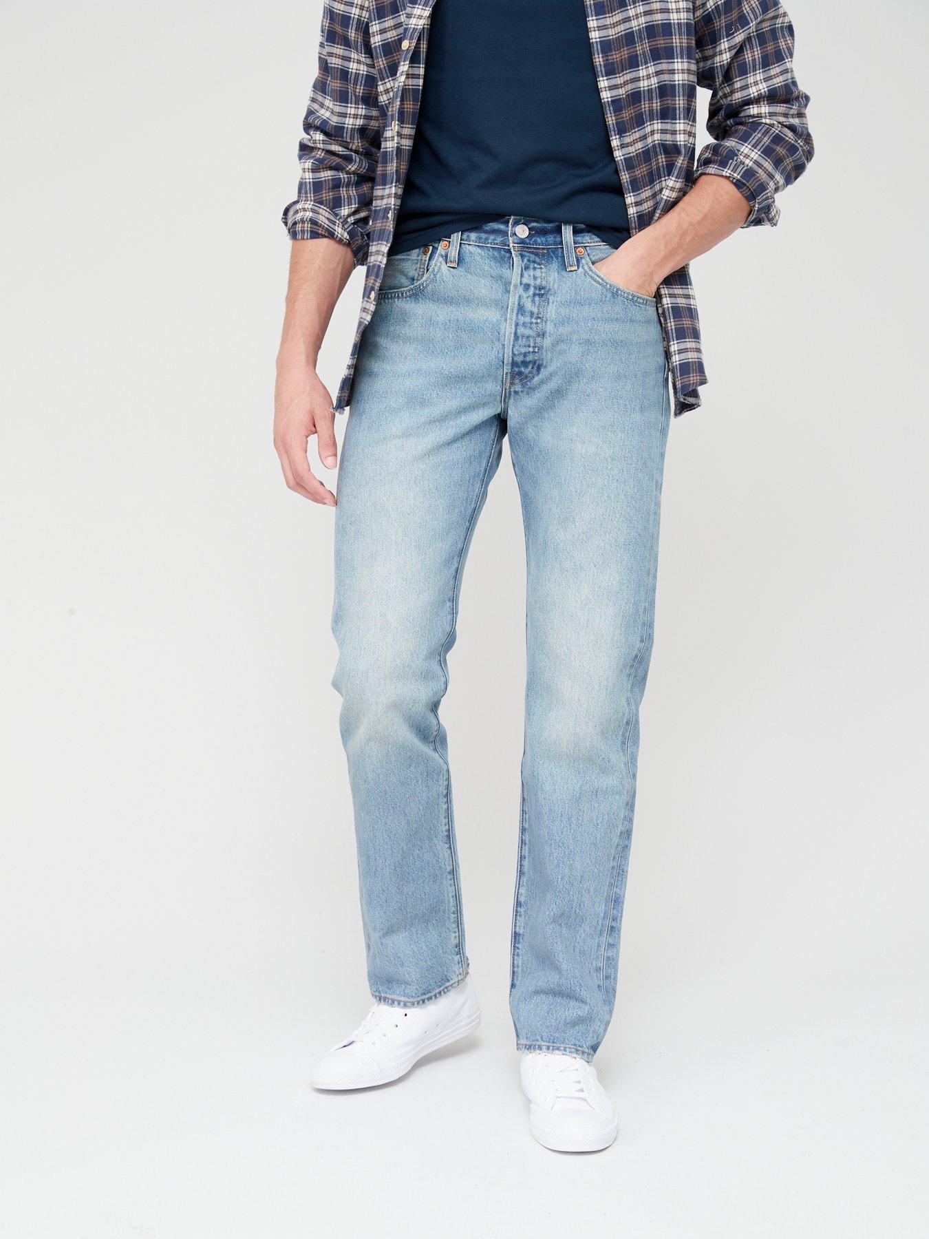 front image of levis-501-original-straight-fit-jeans-light-wash-blue