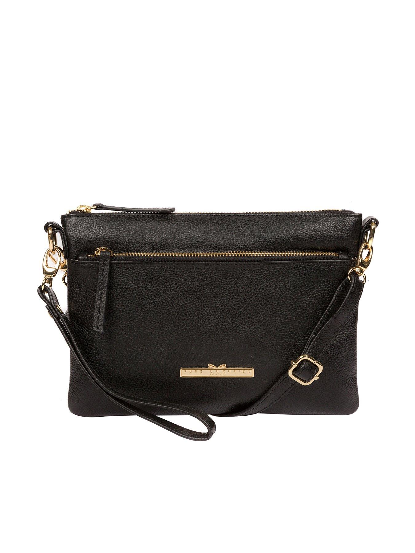 Pure Luxuries London Lytham Zip Top Leather Cross Body Clutch Bag