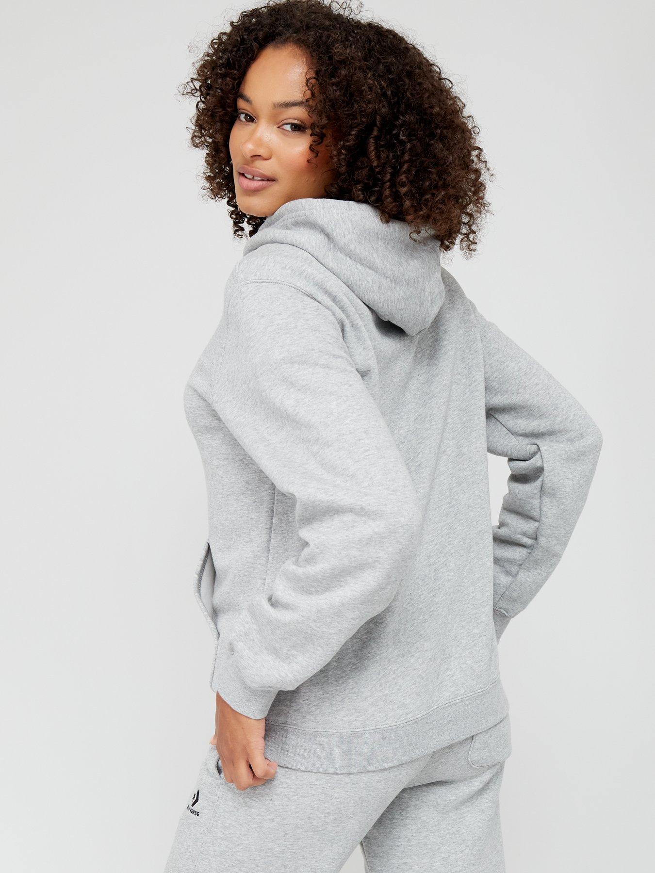 Converse Womens Star Chevron Overhead Hoodie Grey littlewoods