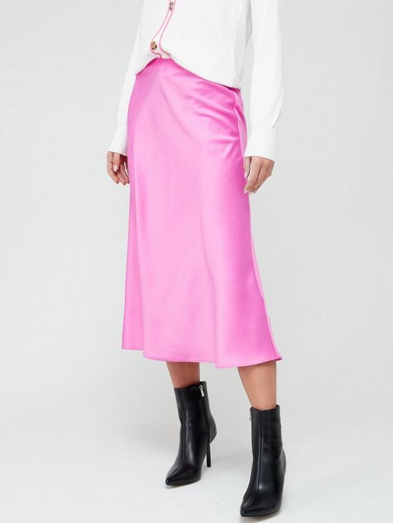 front image of v-by-very-bias-cut-midi-skirt-pink