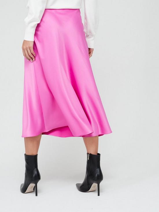 stillFront image of v-by-very-bias-cut-midi-skirt-pink