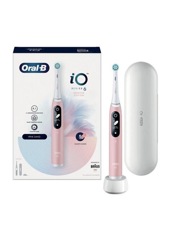 front image of oral-b-io6nbspultimate-clean-electric-toothbrush-pink-sand