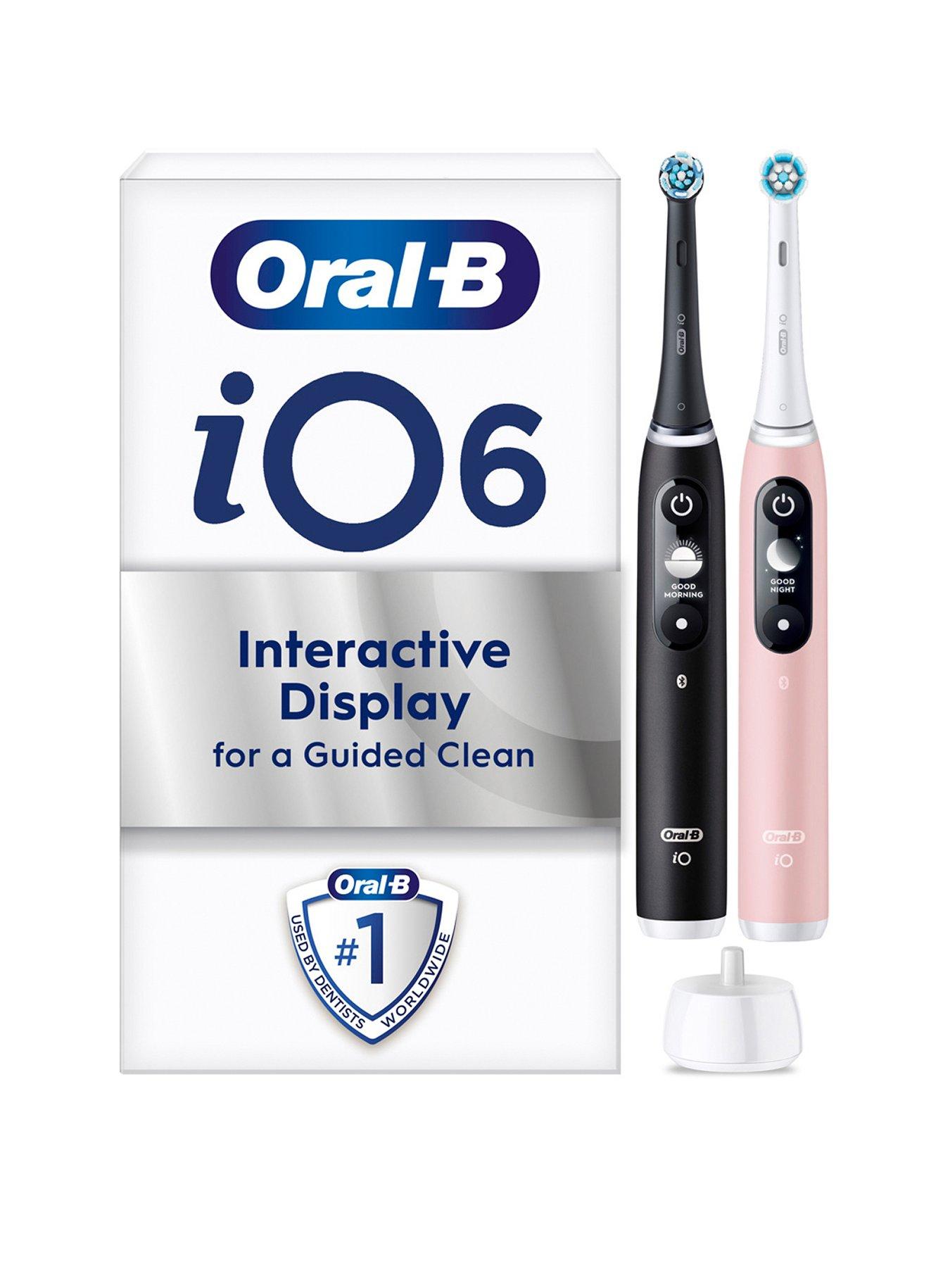  image of oral-b-io6-black-lava-amp-pink-sand-electric-toothbrush-duo-pack