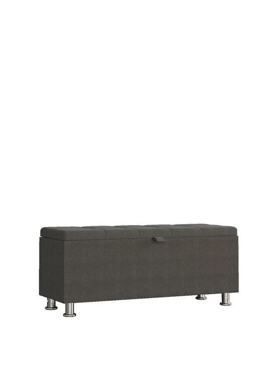 front image of vida-designs-valencia-fabric-storage-ottoman-dark-grey