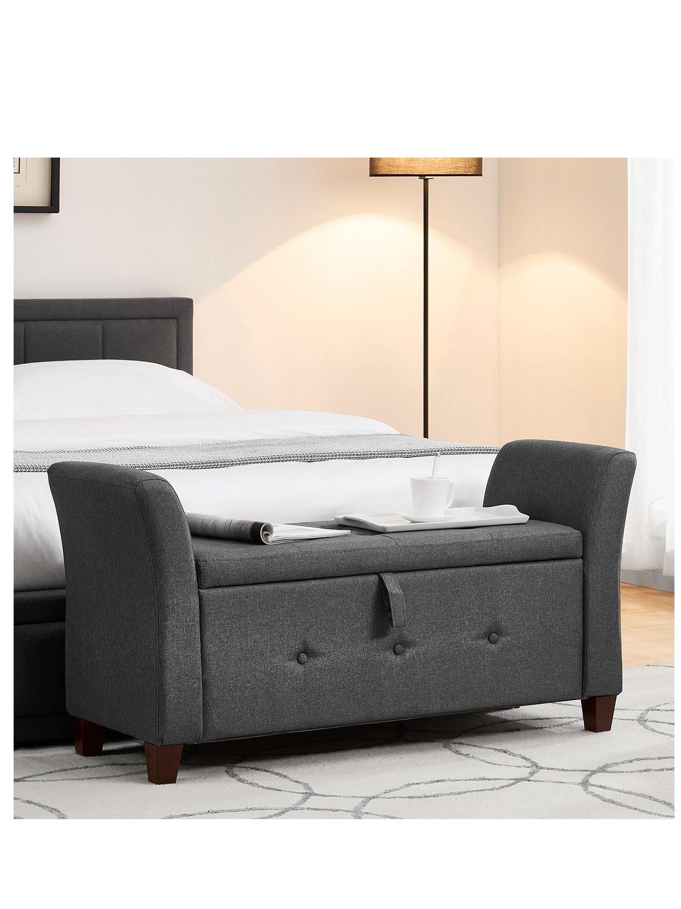 Vida Designs Seville Fabric Storage Ottoman - Dark Grey