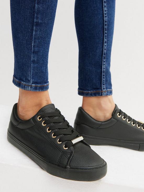 stillFront image of new-look-wide-fit-black-metal-trim-lace-up-trainers