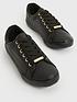  image of new-look-wide-fit-black-metal-trim-lace-up-trainers