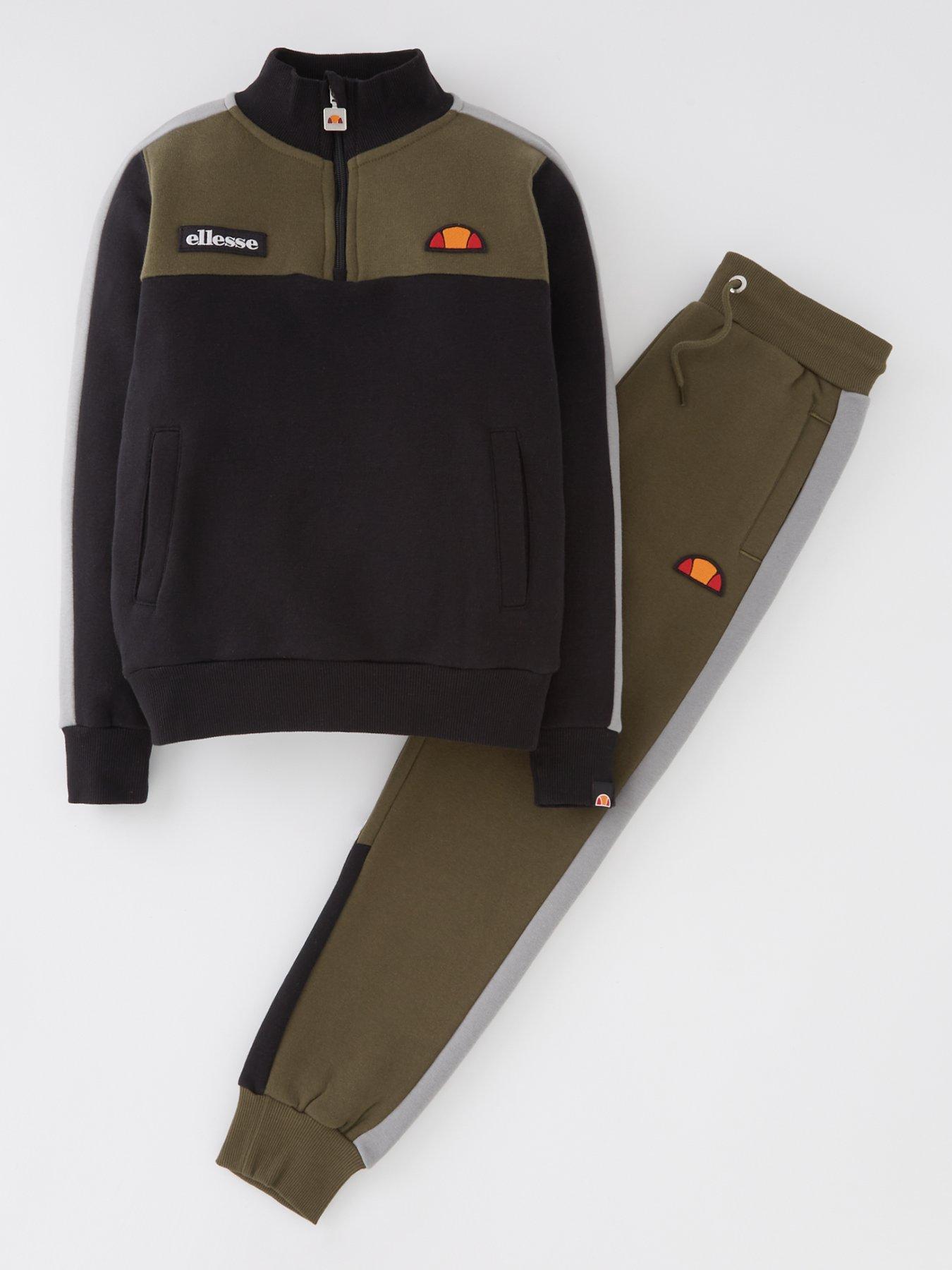  image of ellesse-older-boys-averti-jog-suit-khakiblack