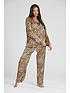  image of loungeable-traditional-long-sleeve-long-pants-set-leopard-print