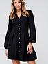  image of v-by-very-pintuck-detail-jersey-shirt-dress-black