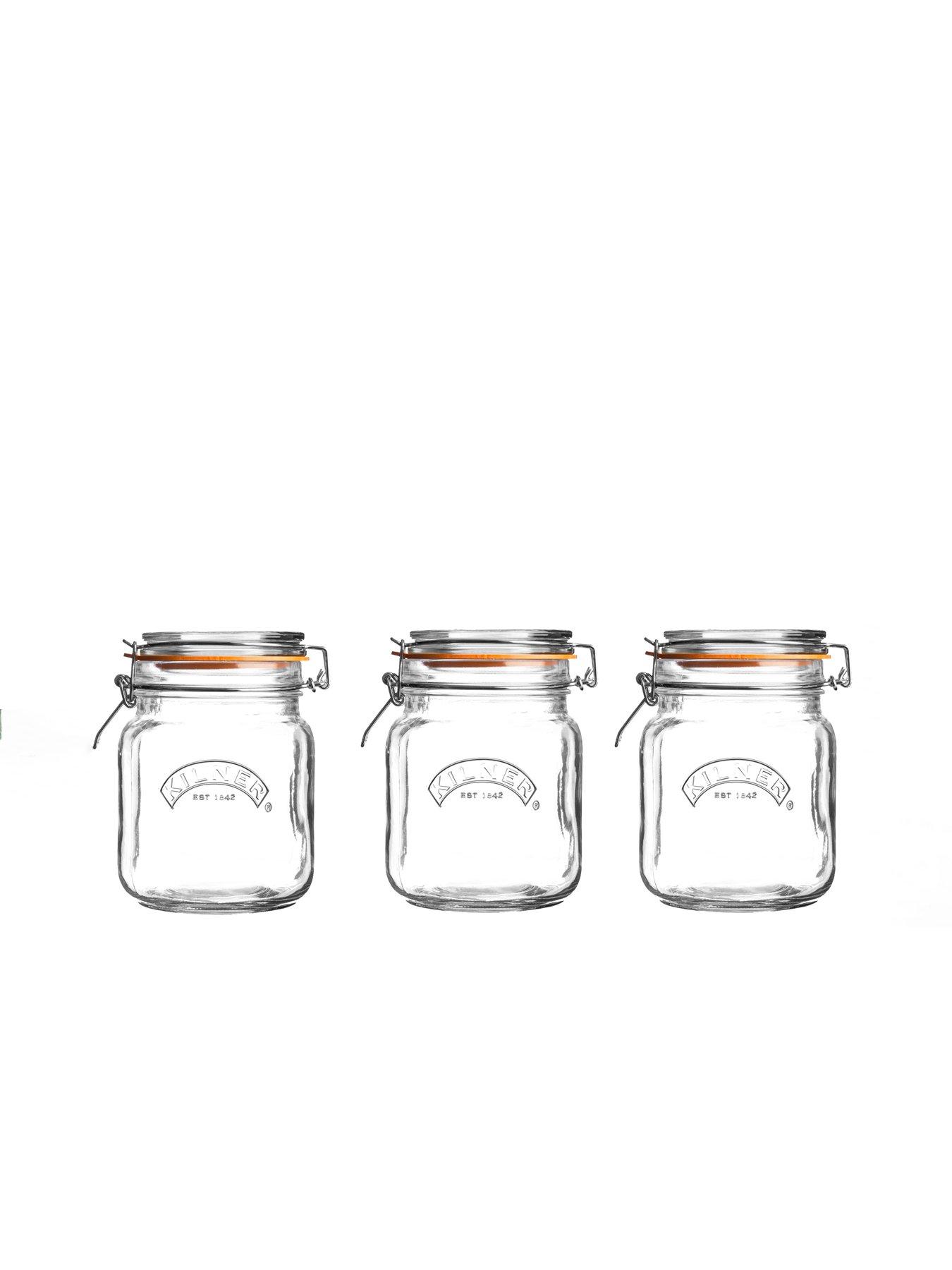 Image 2 of 6 of KILNER Set of 3 1-Litre Clip Top Jars
