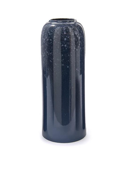 front image of very-home-dark-blue-ceramic-vase
