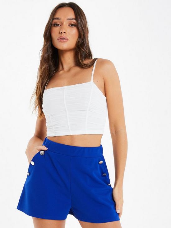 front image of quiz-high-waist-tailored-shorts