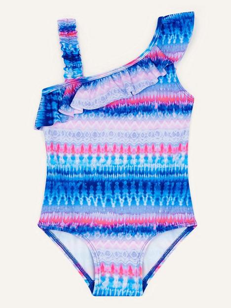 monsoon-girls-sew-ikat-stripe-one-shoulder-frill-swimsuit-blue