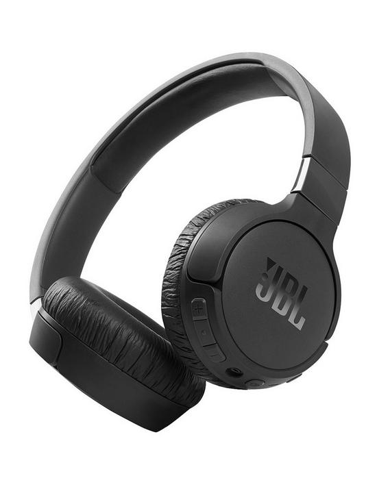 front image of jbl-tune-660nc-on-ear-wireless-noise-cancelling-headphones-bluetooth-on-earcup-controls-black