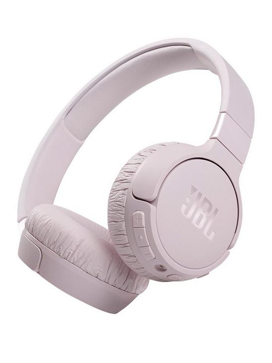 front image of jbl-tune-660nc-on-ear-wireless-noise-cancelling-headphones-bluetooth-on-earcup-controls-pink