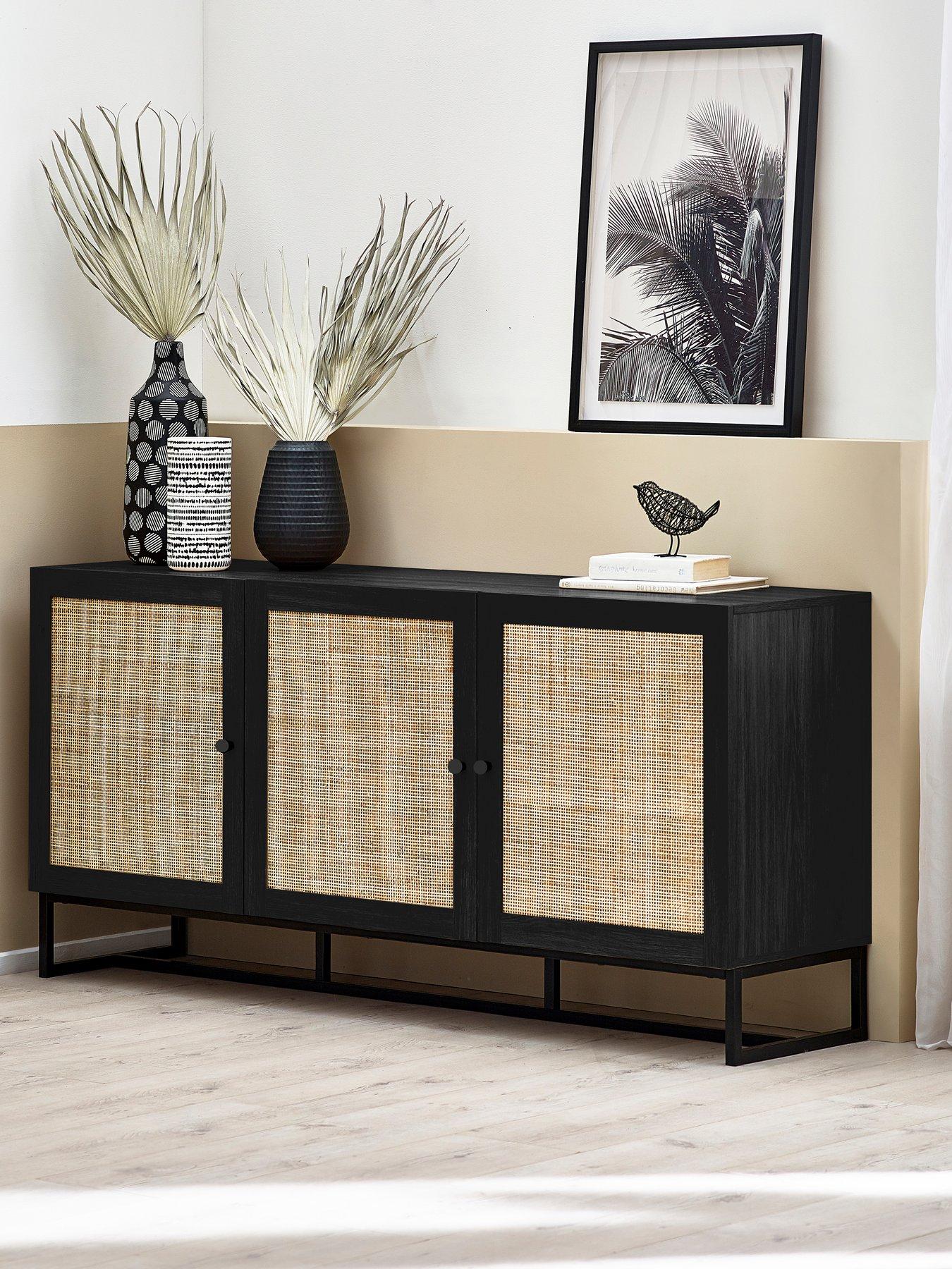 front image of julian-bowen-padstow-3-door-sideboard-black