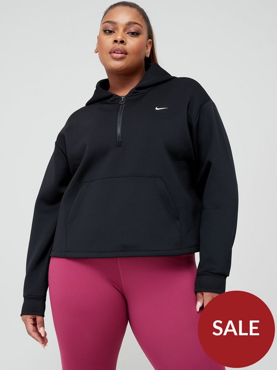 front image of nike-curve-one-hoodie-black