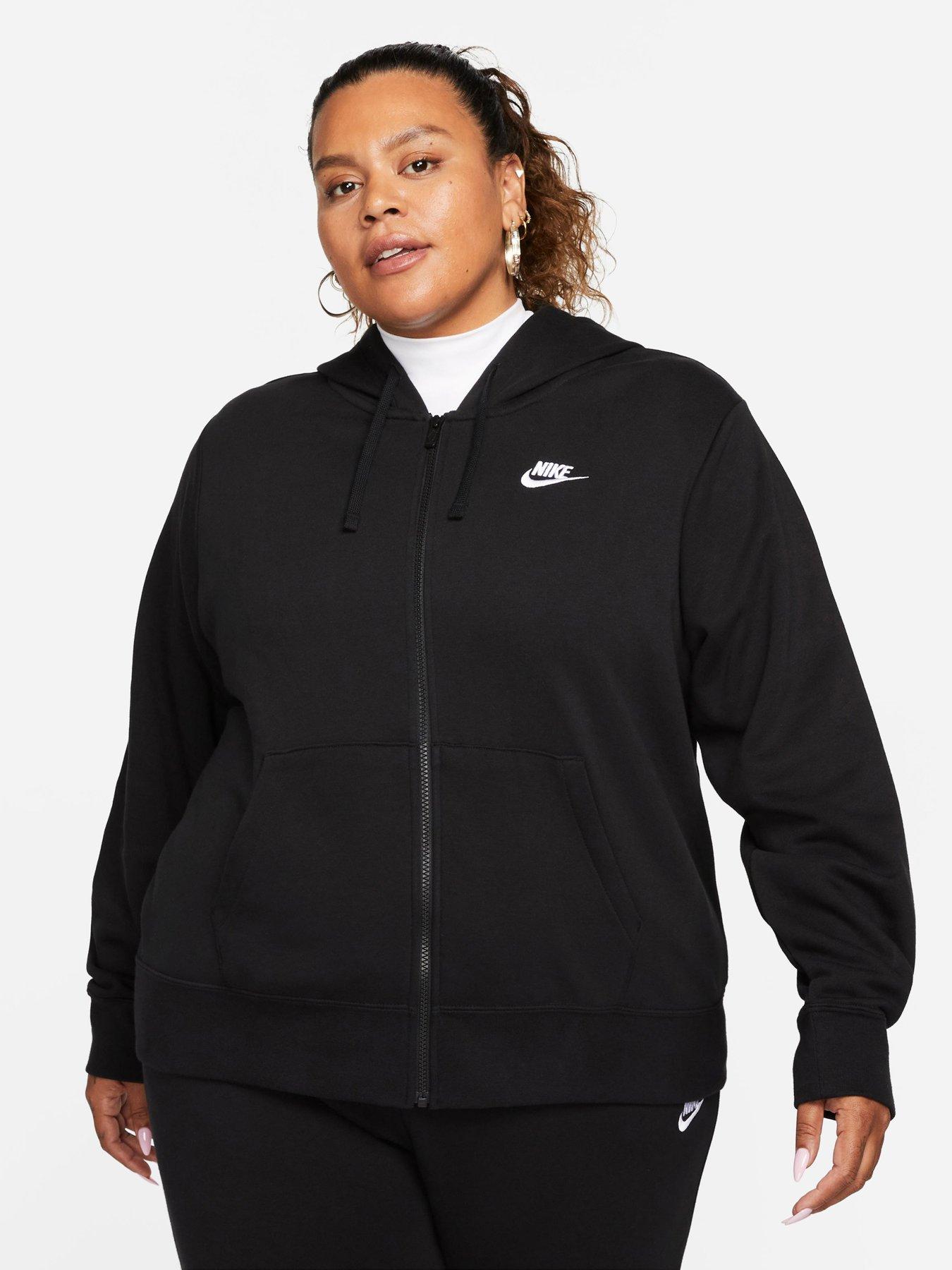 Nike ruched sleeve swoosh zip jacket in discount black