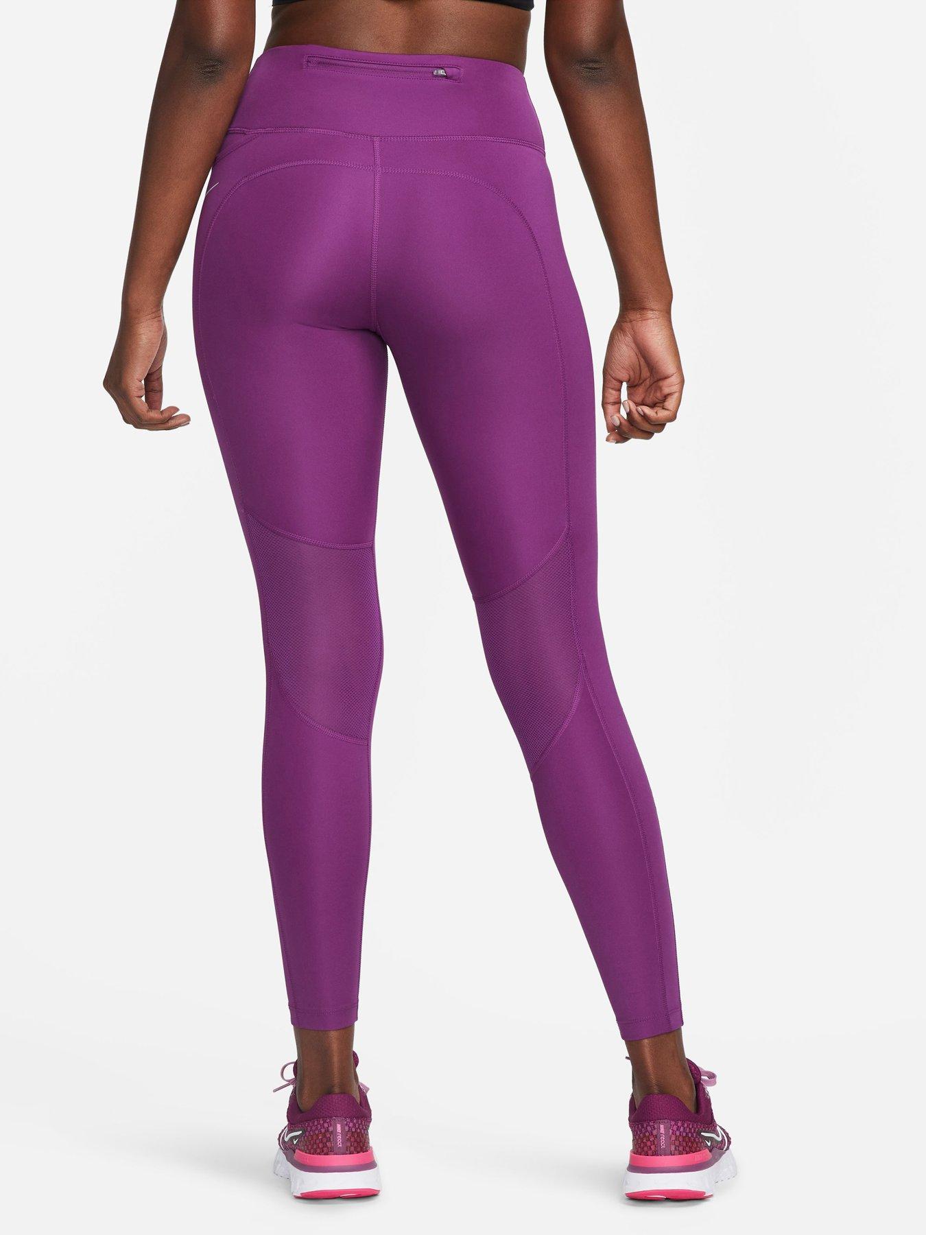 Nike Air Womens Fast Mid-Rise 7/8 Running Tights Purple L