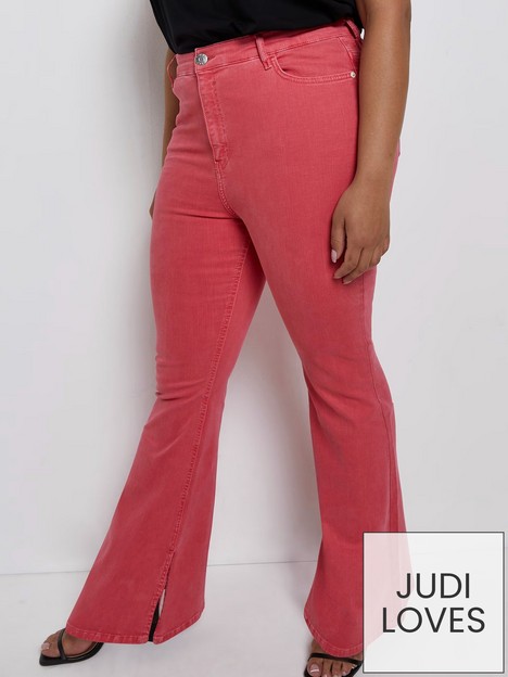 ri-plus-high-waisted-flared-jeans-red