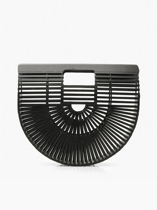 front image of boohoo-wooden-structured-grab-bag-black