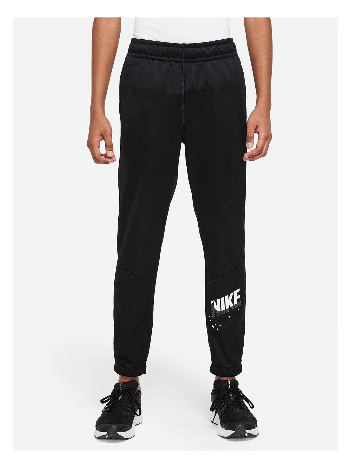 Nike training therma tapered swoosh joggers in outlet black